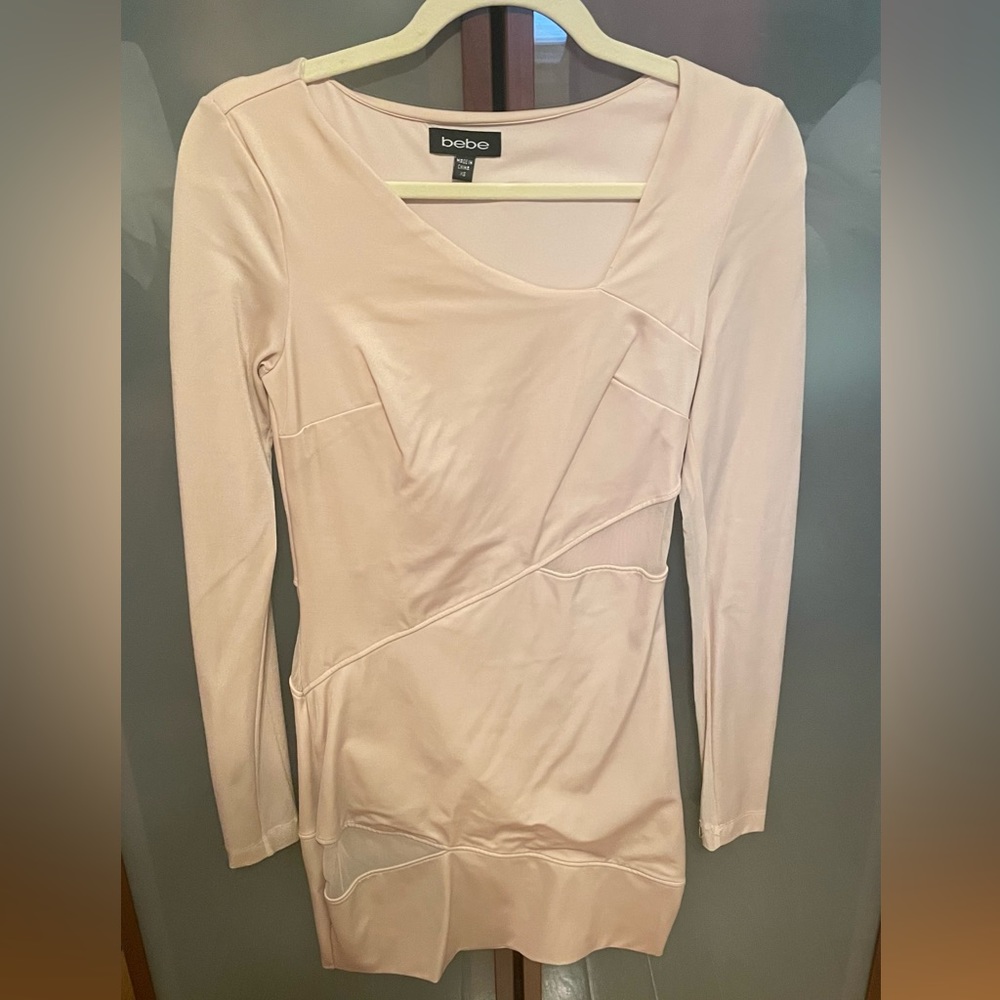 BEBE nude tight bodycon dress.